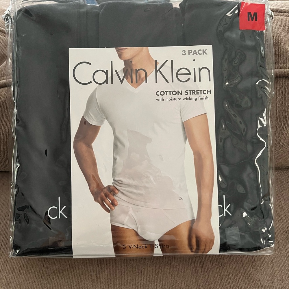 Calvin Klein Men's Black Cotton Stretch V-Neck Undershirts 3-Pack